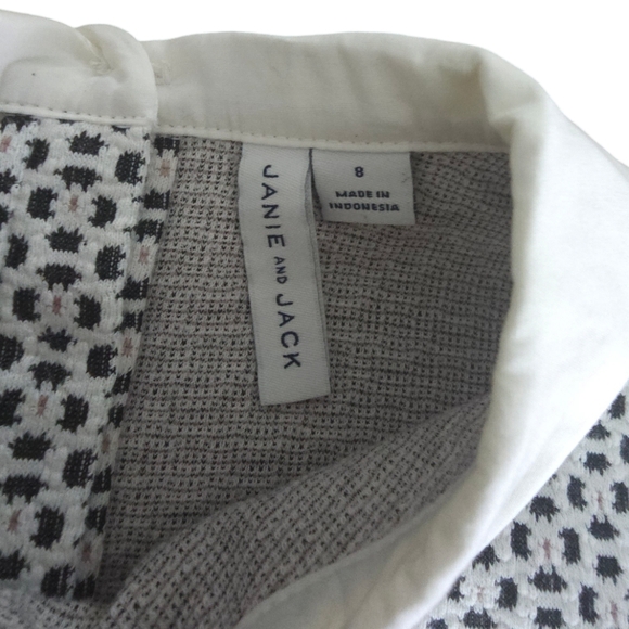 Janie & Jack Geo Floral Jacquard Bow Collar Dress Girls Size 8 Black/ White - Picture 10 of 13